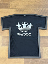 Load image into Gallery viewer, TheGuyWhoDancesOnCongress Trefoil TGWDOC Logo Tee (White Ink on Black Shirt)