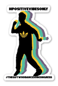 Load image into Gallery viewer, #PositiveVibesOnly Logo Vinyl Sticker (Black W/Saffron, Biscottis Green & Grape Compote)