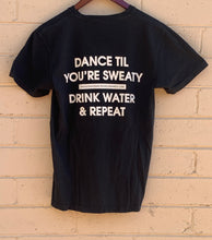 Load image into Gallery viewer, TheGuyWhoDancesOnCongress Trefoil TGWDOC Logo Tee (White Ink on Black Shirt)