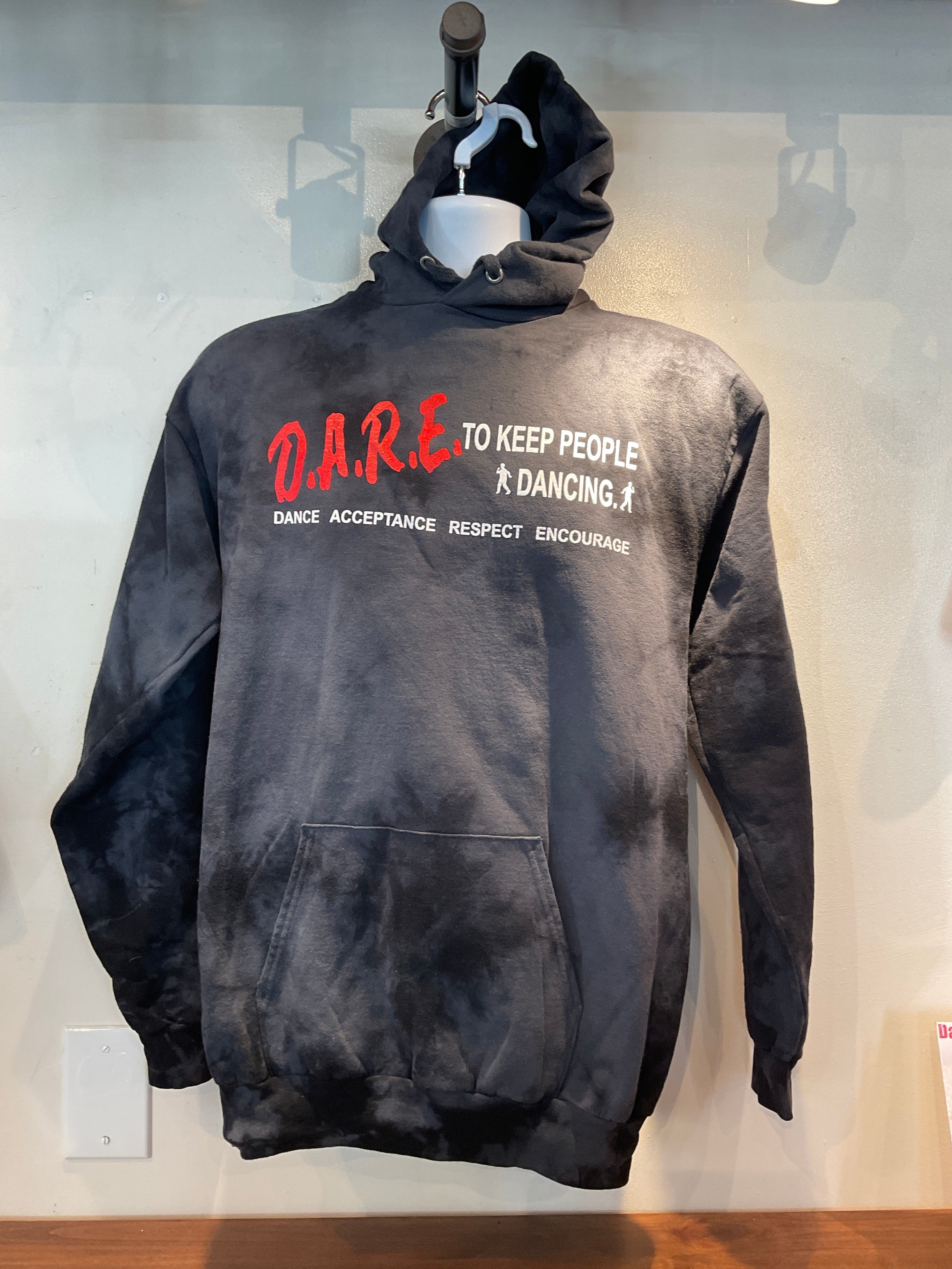 DANCE ACCEPTANCE RESPECT ENCOURAGE (Crystal Tie-Dye Hoodie Black)