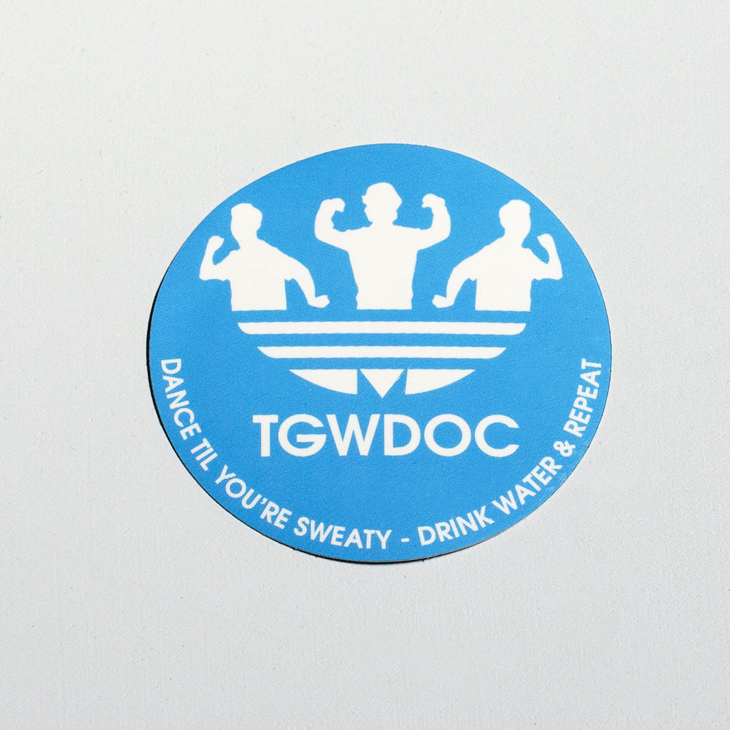 Trefoil TGWDOC Logo Circle Sticker - Dance Til You're Sweaty, Drink Water & Repeat